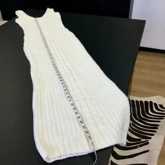 NWT Melrose with Love Womens Ivory Knit Scoop Neck Sleeveless Maxi Dress Large - Picture 9 of 13